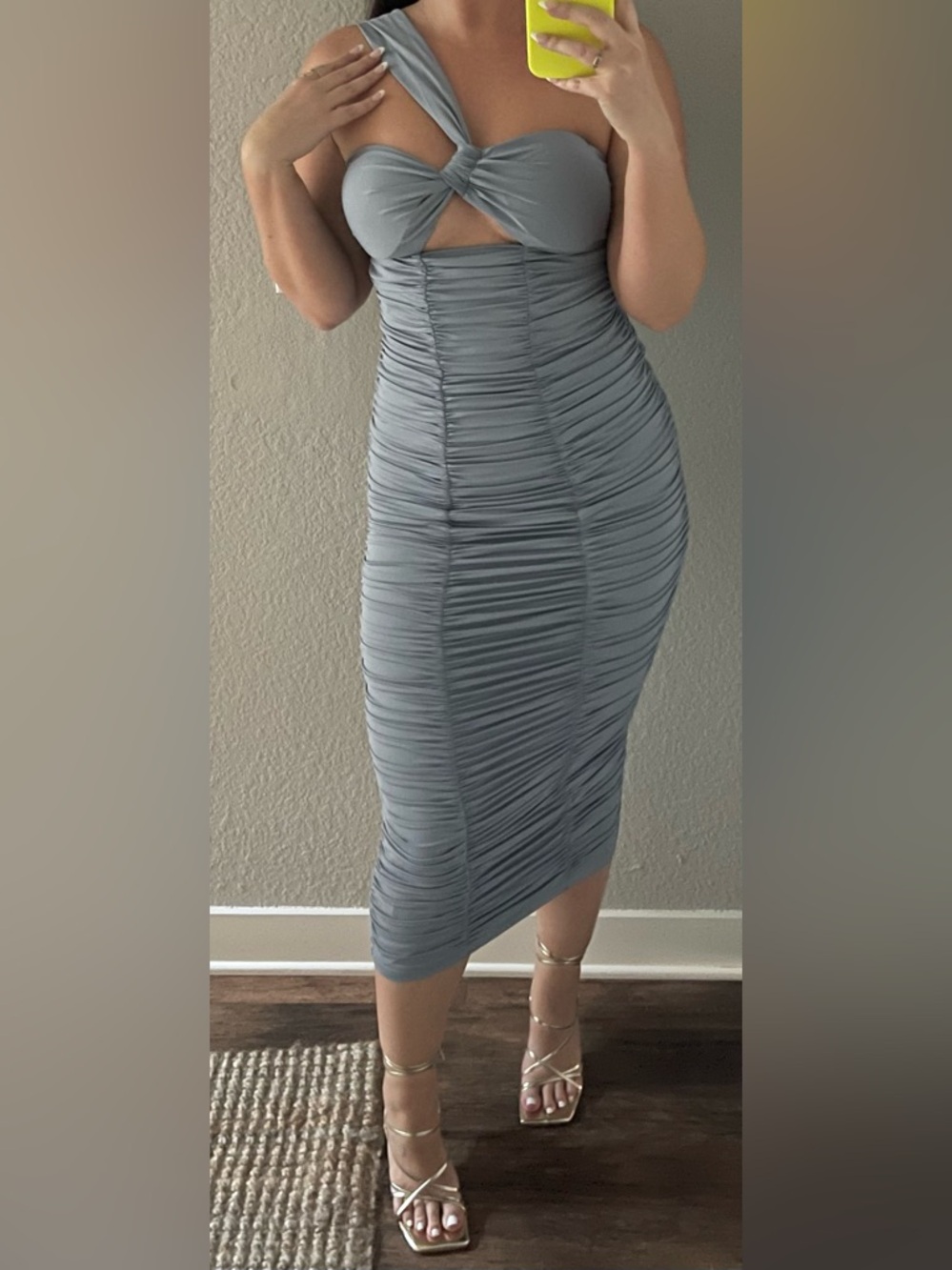 Rare London Powder Blue One-Shoulder Dress